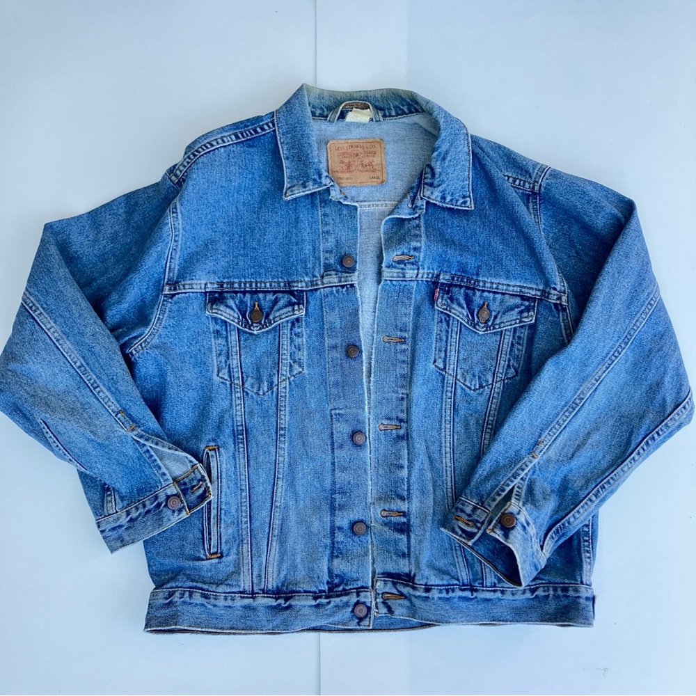 Vintage Levi Strauss Blue Denim Trucker Jacket - Size L